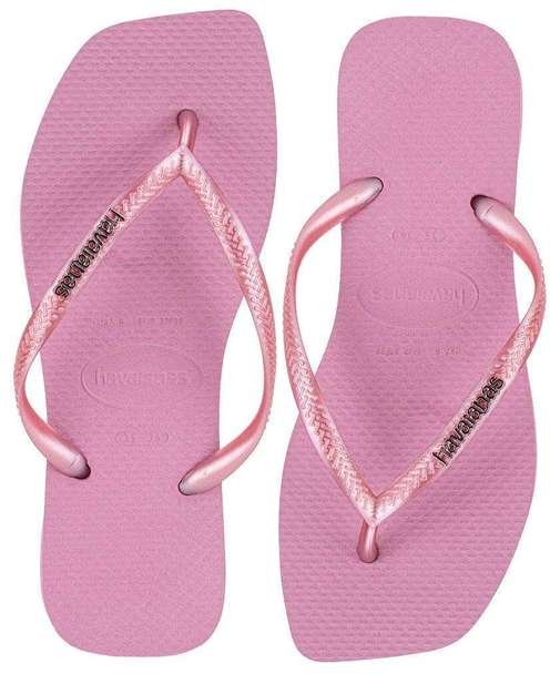 Chinelo Feminino Slim Square Logo Metallic Havaianas - 4148257 Rosa