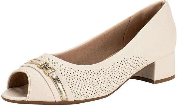 Peep Toe Feminino Salto Grosso Piccadilly 114156 - Marfim