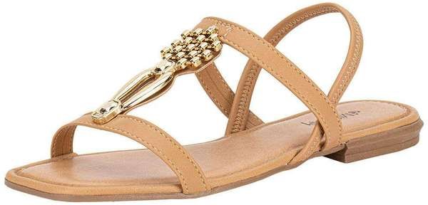 Sandália Feminina Flat Mississipi Mf311 Camel
