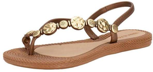 Sandália Feminina Flat Terra & Água 260113 Caramelo