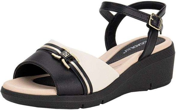 Sandália Feminina Anabela Piccadilly 540396 Preto/Bege