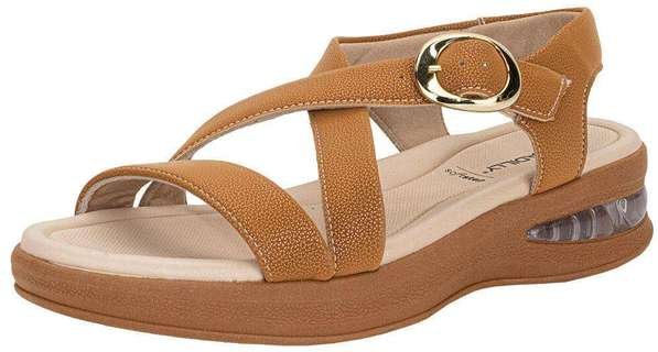 Sandália Feminina Anabela Piccadilly 599006 - Caramelo