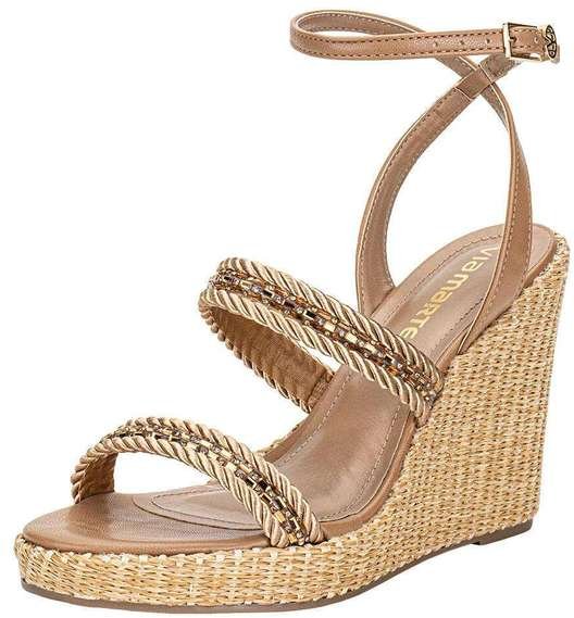 Sandália Feminina Anabela Via Marte 295001 - Bege