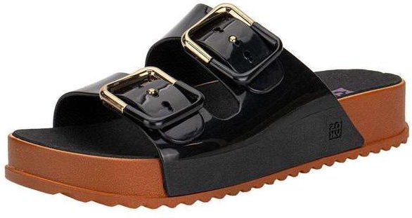 Sandália Feminina Conforto Partner Soft Zaxy 19333 - Preto/Café