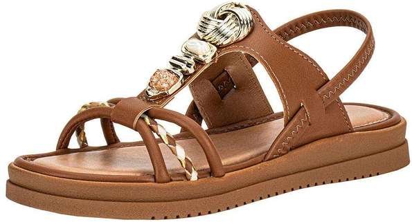 Sandália Feminina Flat Mississipi J0221 Caramelo