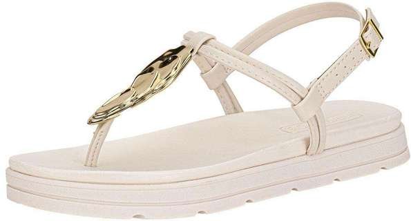 Sandália Feminina Flat Moleca 5490122 Branco/Off