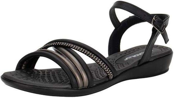 Sandália Feminina Flat Piccadilly 500400 - Preto/Grafite