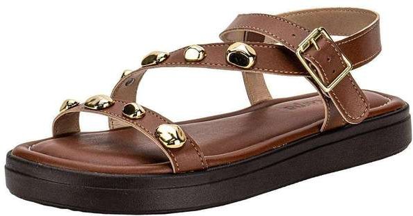 Sandália Feminina Flat Via Scarpa 173718982 Camel