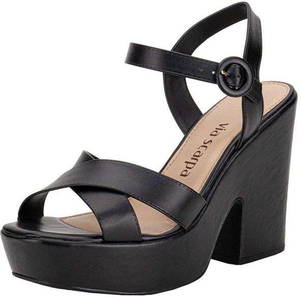 Sandália Feminina Meia Pata Via Scarpa 131012723 - Preto