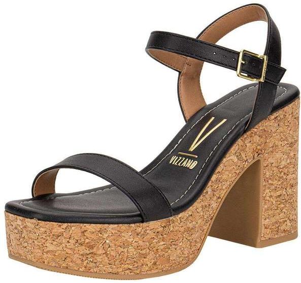 Sandália Feminina Meia Pata Vizzano 6541100 - Preto/Caramelo