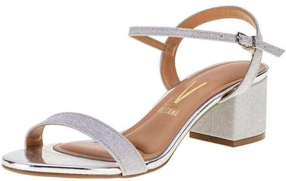 Imagem principal Sandália Feminina Salto Baixo Vizzano - 6291900 - Prata 01