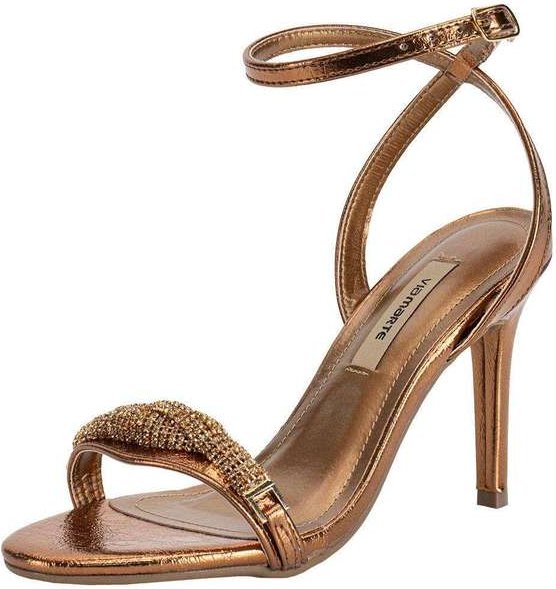 Sandália Feminina Salto Fino Via Marte 282004 Bronze