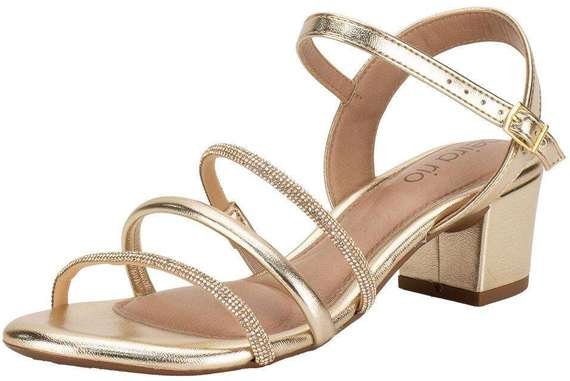 Sandália Feminina Salto Grosso Beira Rio 82461198 Ouro