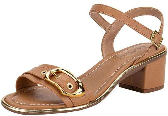 Sandália Feminina Salto Grosso Beira Rio 8379258 Camel