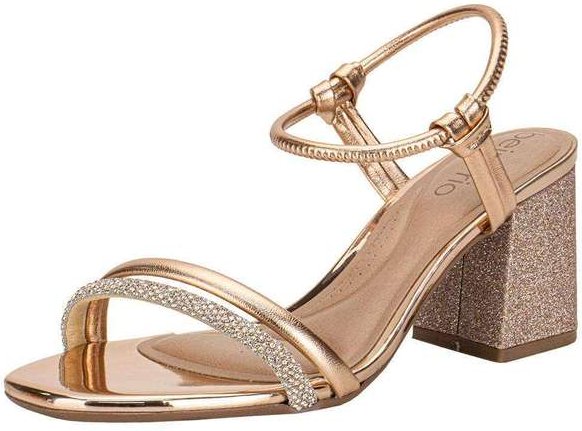 Sandália Feminina Salto Grosso Beira Rio - 8436213 - Ouro/Rosado