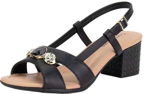 Sandália Feminina Salto Grosso Comfortflex 2557408 Preto