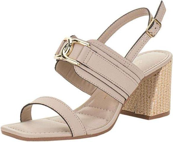 Sandália Feminina Salto Grosso Dakota Y8284 Bege