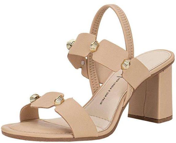 Sandália Feminina Salto Grosso Dakota Y8762 - Bege