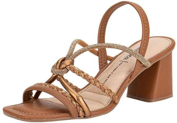 Sandália Feminina Salto Grosso Dakota Y9761 Caramelo