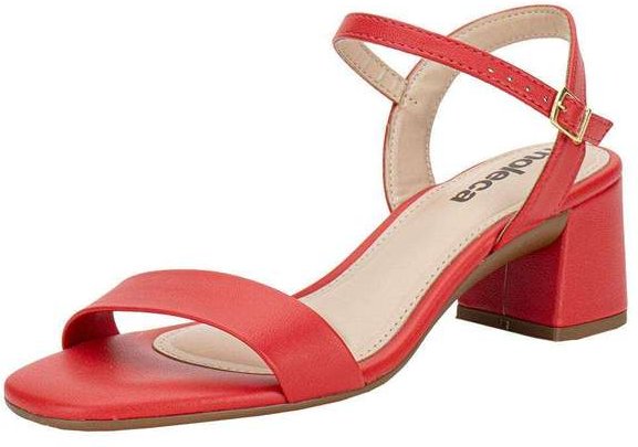 Sandália Feminina Salto Grosso Moleca 5496101 - Vermelho