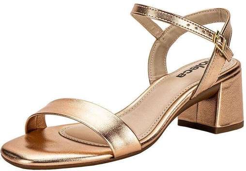 Sandália Feminina Salto Grosso Moleca 5496101 - Ouro/Rosado