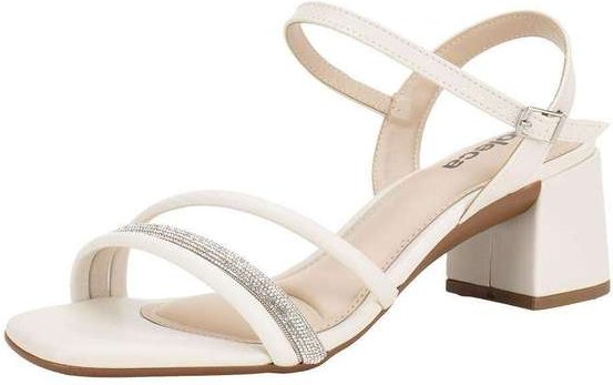 Sandália Feminina Salto Grosso Moleca 5496113 - Branco/Off