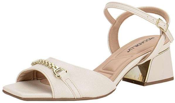 Sandália Feminina Salto Grosso Piccadilly 543090 Marfim