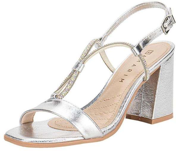 Sandália Feminina Salto Grosso Ramarim 2441201 - Prata