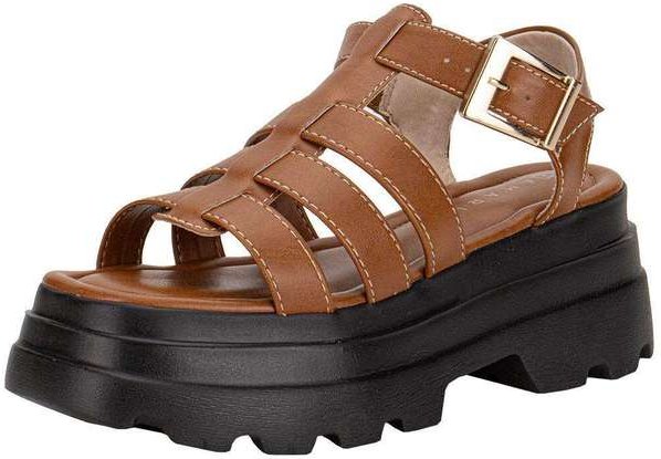 Sandália Feminina Salto Grosso Ramarim 2542203 Caramelo