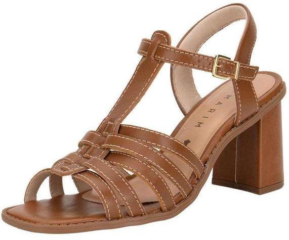 Sandália Feminina Salto Grosso Ramarim 2550205 - Caramelo