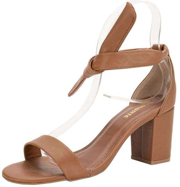Sandália Feminina Salto Grosso Via Marte 115007 Caramelo