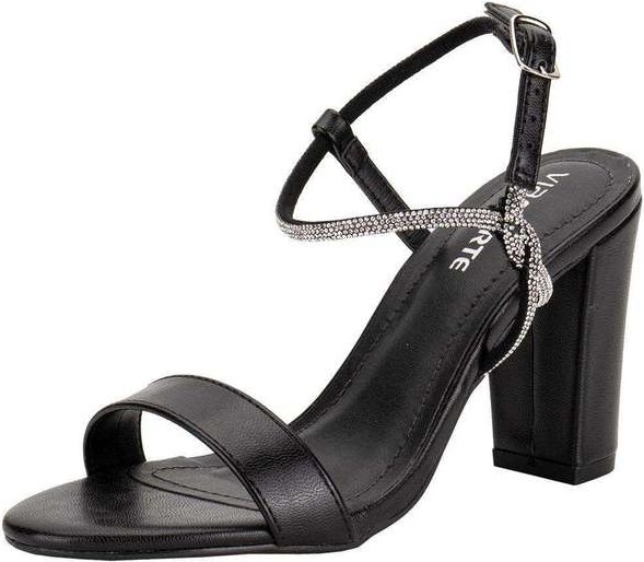 Sandália Feminina Salto Grosso Via Marte 142034 Preto