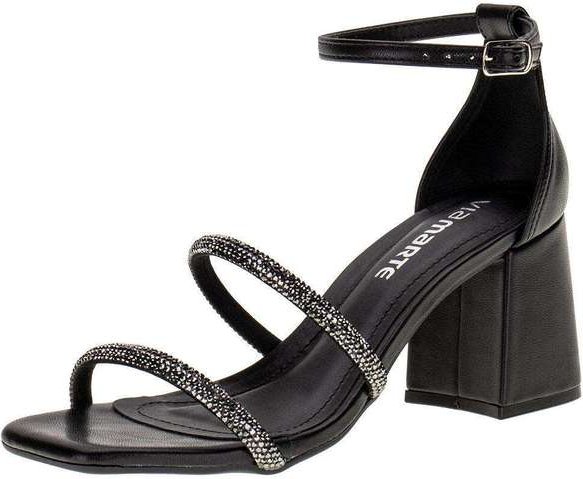 Sandália Feminina Salto Grosso Via Marte - 2310113 - Preto