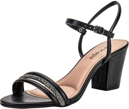 Sandália Feminina Salto Grosso Via Scarpa 100118129 - Preto
