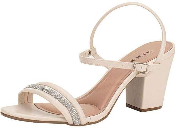 Sandália Feminina Salto Grosso Via Scarpa 100118129 - Natural