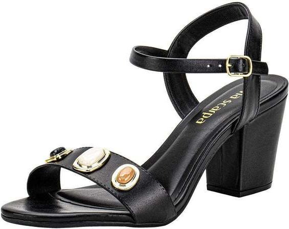 Sandália Feminina Salto Grosso Via Scarpa 100118633 - Preto