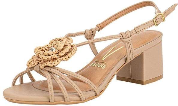 Sandália Feminina Salto Grosso Vizzano 62911193 Bege