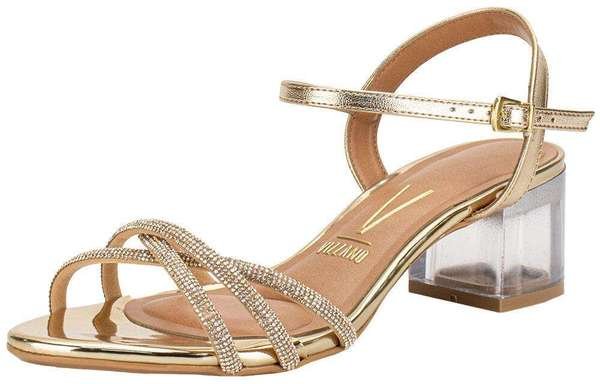 Sandália Feminina Salto Grosso Vizzano 6442112 Ouro