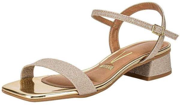 Sandália Feminina Salto Grosso Vizzano 6454111 Ouro