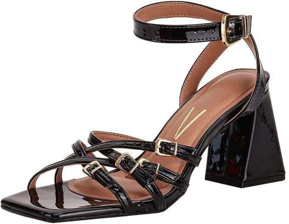 Sandália Feminina Salto Grosso Vizzano 6464140 - Verniz/Preto