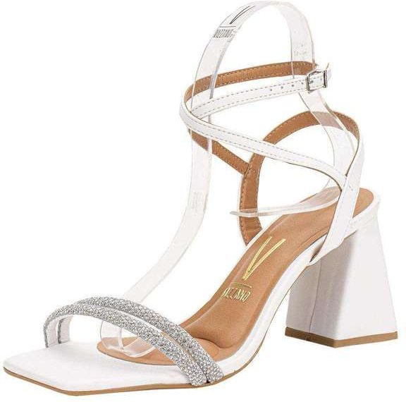 Imagem principal Sandália Feminina Salto Grosso Vizzano 6464419 - Branco/Prata VIZZANO