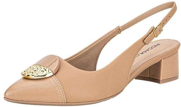 Sapato Feminino Salto Grosso Piccadilly 739091 - Bege
