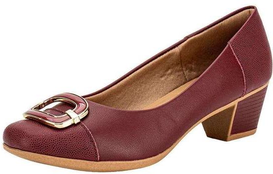 Sapato Feminino Salto Grosso Usaflex Mm1502 - Vinho