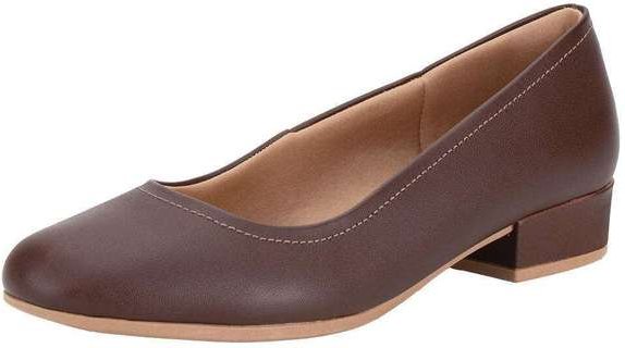 Sapato Feminino Salto Grosso Usaflex Uf04003 Café
