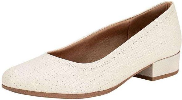 Sapato Feminino Salto Grosso Usaflex Uf04003 Marfim