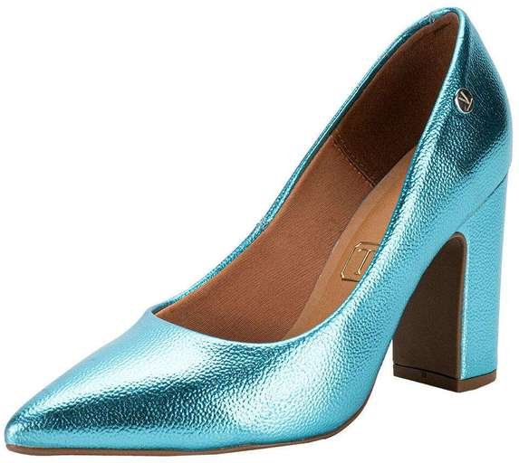 Sapato Feminino Salto Grosso Vizzano 1285400 - Azul