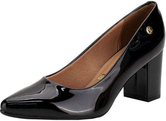 Sapato Feminino Salto Grosso Vizzano 1290500 - Verniz/Preto
