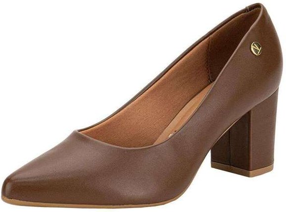 Sapato Feminino Salto Grosso Vizzano 1290500 - Café