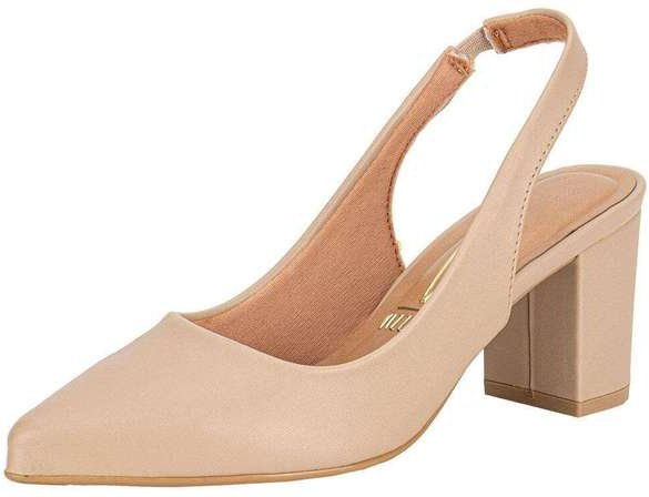Sapato Feminino Salto Grosso Vizzano 1290503 Bege