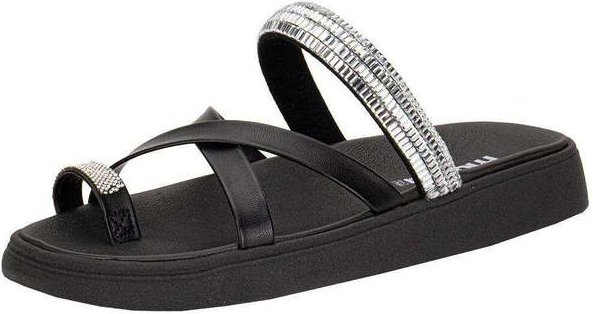 Tamanco Feminino Flat Moleca 5469147 - Preto/Prata